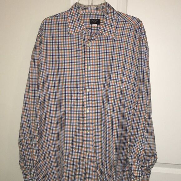 Paul & Shark Yachting Button down LS Shirt Blue Green Orange white check shirt - Picture 1 of 4